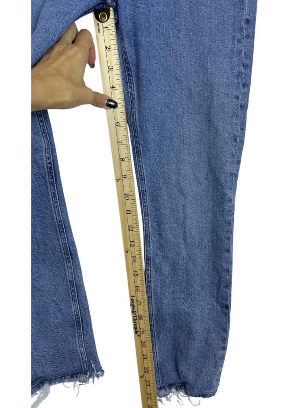 AGOLDE Women's 26 High Rise Distressed Cropped Jeans Button Fly Frayed Hem - Picture 7 of 12